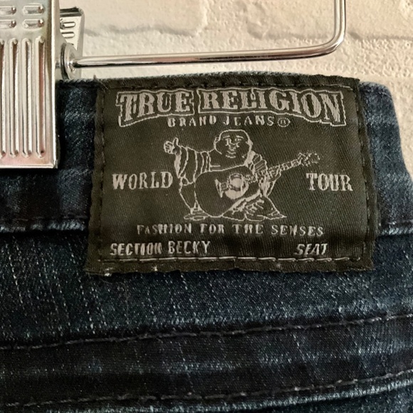 True Religion Women’s Denim Jeans Y2K Rock Low Rise Dark wash Blue Flare 28 - Picture 5 of 16